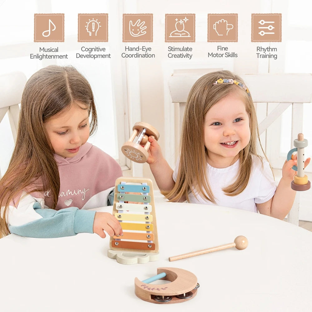 Musical Instruments Montessori Music Baby 0 12 Months Toys Drum Xylophone Kids Early Educational Wooden Instruments Baby Toys by Smarsty