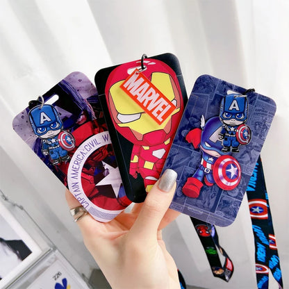 Disney Superhero ID Card Holder Neck Strap Pendant Cool Boys Door Badge Holder Lanyards Keychain Men Work Credential Case Gift - Smarsty