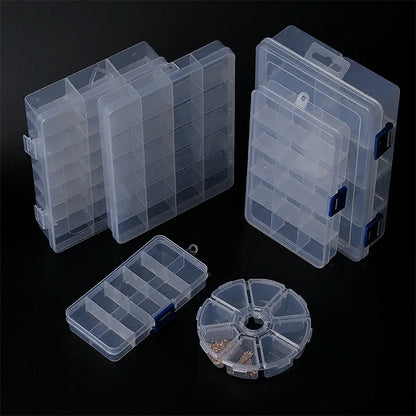 Transparent Plastic Jewelry Storage Box with Adjustable Compartments - Smarsty