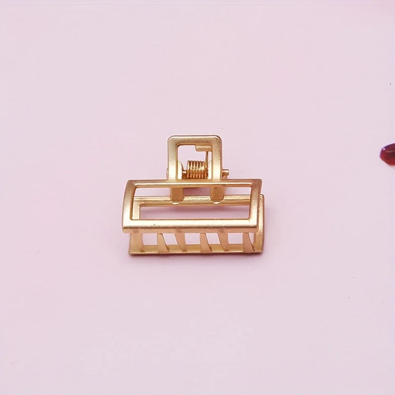 Gold Hollow Heart Mini Hair Claw Non Slip Grip Barrette - Smarsty
