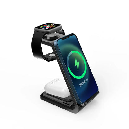 Three In One Wireless Charger Stand Fast Charging Dock - Smarsty