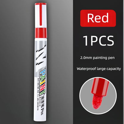 Car paint scratches repair brush pen waterproof water paint marker pen car tire tread care automotive  black white red silver - Smarsty