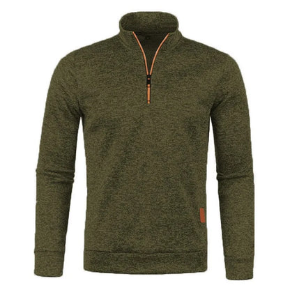 Autumn Men's Half Zipper Sweatshirts Long Sleeve Solid Color Pullover Turtleneck Streetwear Winter Warm Jacket Sport Coats - Smarsty