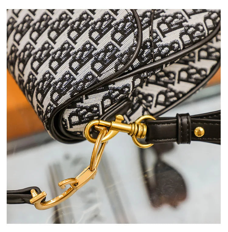 Studded Embroidered Shoulder Crossbody Bag Saddle Handbag - Smarsty