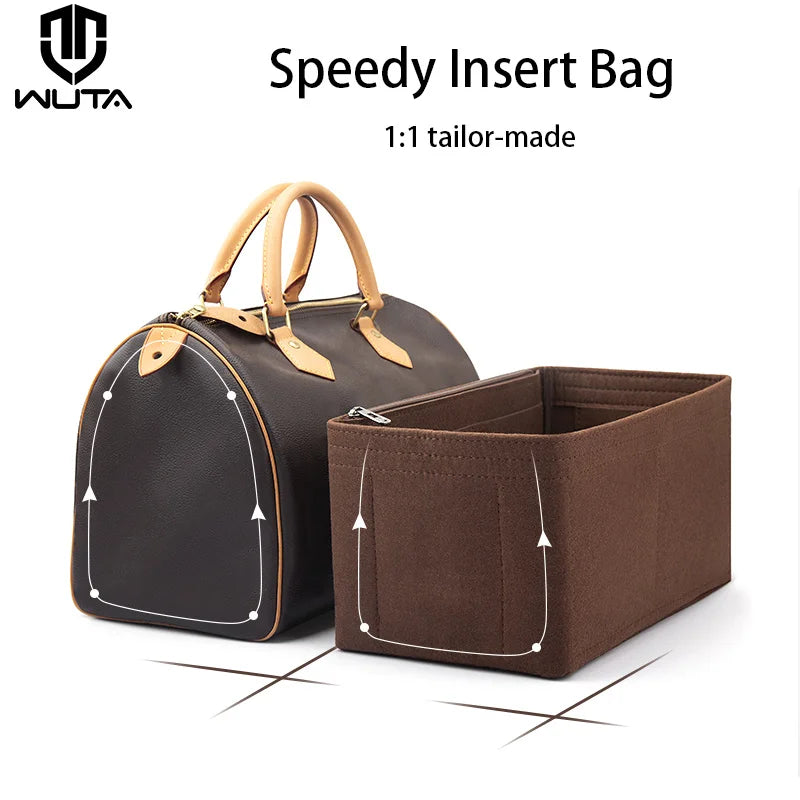 WUTA Felt Insert Bag Organizer For LV Speedy 20 25 30 35 Flap Handbag Inner Bag Makeup Travel Purse Storage Tote Bag Accessories