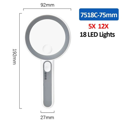 Rechargeable Handheld Magnifier with LED Light for Easy Reading - Smarsty
