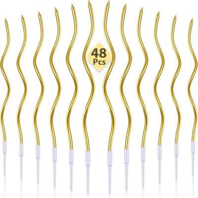 6/12/48pcs/1case Birthday Candles Spiral Cake Candles  Long Thin Cake Candles For Wedding Party And Cake Decoration - Smarsty