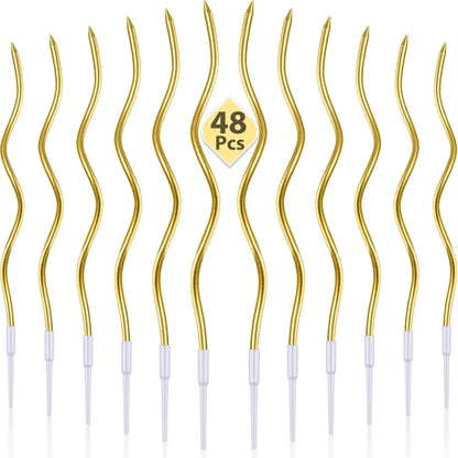 6/12/48pcs/1case Birthday Candles Spiral Cake Candles  Long Thin Cake Candles For Wedding Party And Cake Decoration - Smarsty