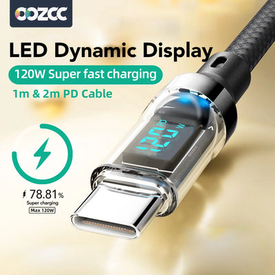OOZCC LCD Watt Display Cable, Max 120W Super Fast Charging USB Type C Cable Data Transfer, USB A to Lightning for IPhone14 Pro - Smarsty