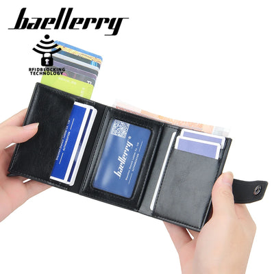 New RFID Men Card Wallets Hasp Small Card Wallets Slim Mini Men's Wallet High Qaulity Card Clip Photo Holder Short Male Purses - Smarsty