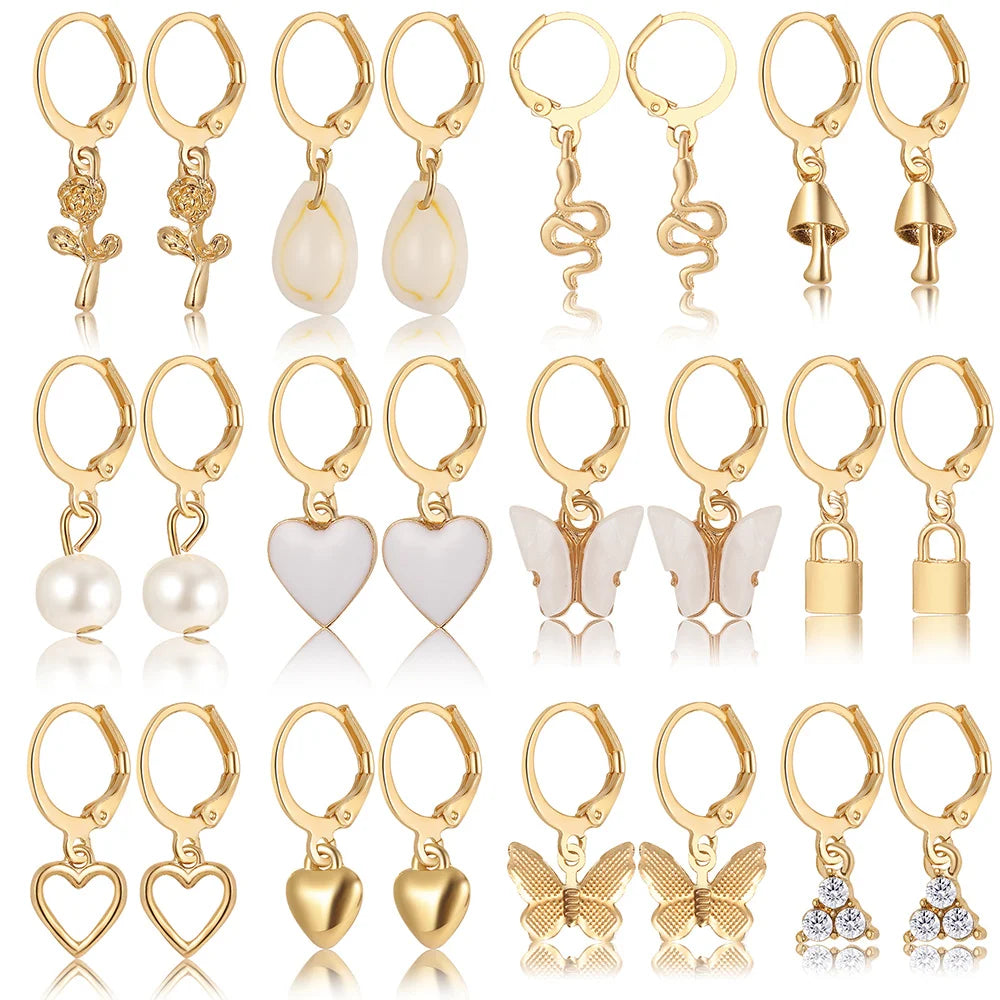 Heart Pearl Dangle Earrings Set for Trendy Women - Smarsty