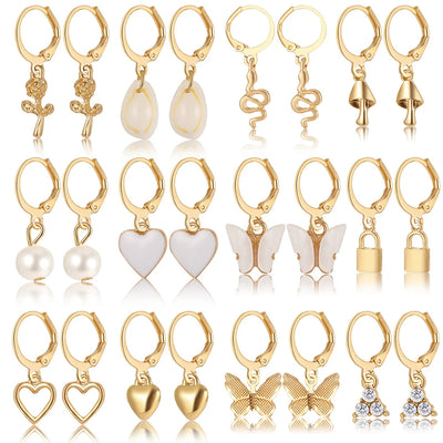 Heart Pearl Dangle Earrings Set for Trendy Women - Smarsty