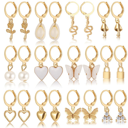 Heart Pearl Dangle Earrings Set for Trendy Women - Smarsty