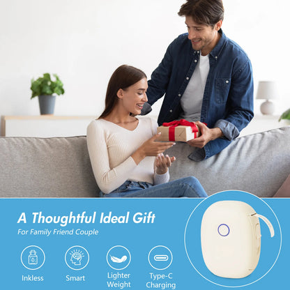 Mini Portable Wireless Inkless Thermal Printer Bluetooth Pocket Label Maker Home Study with 1roll Stickable Label Paper