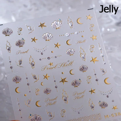 5D Summer Beach Nail Stickers with Shiny Sea Designs - Smarsty