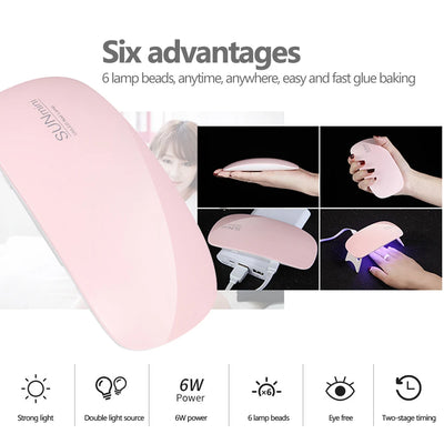 Foldable 6W UV LED Nail Lamp for Quick Drying - Smarsty