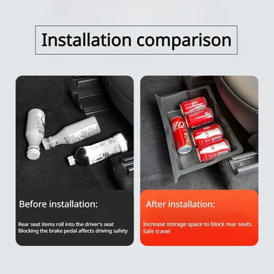 Underseat Storage Box for Tesla Model Y 2021-2024 Seats Drawer TPE Hidden Storage Tray Push Pull Car Organizer Car Accessories - Smarsty