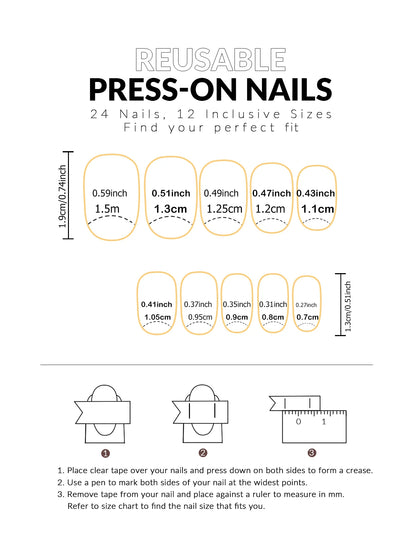 24 Piece Short Fake Nails Set with Glitter Tips - Smarsty