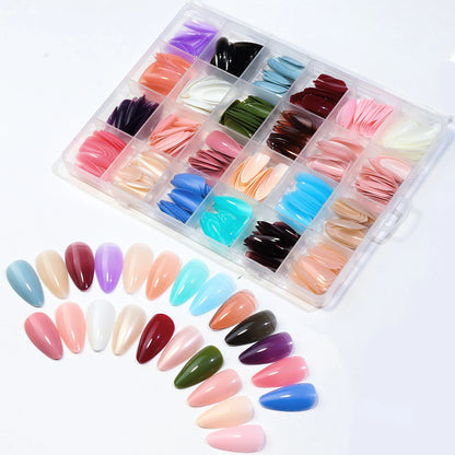 Acrylic Coffin Press On Nails Kit with 576 Pieces - Smarsty