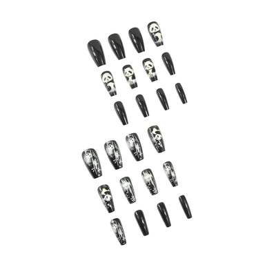 Extra Long Stiletto Black Fake Nails 24PCS Full Cover - Smarsty