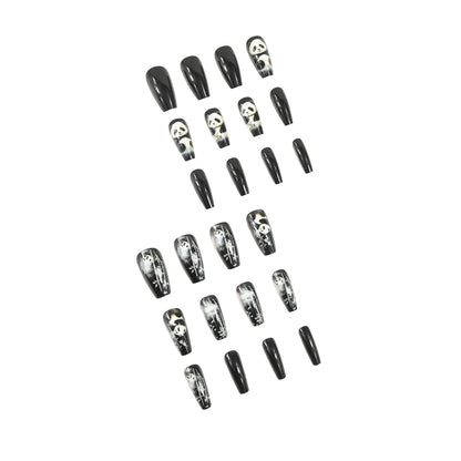 Extra Long Stiletto Black Fake Nails 24PCS Full Cover - Smarsty