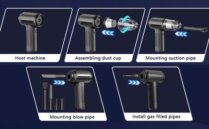 Air Duster - High-Power Suction, 6000mAh Dual-Purpose, Mini Handheld, Multi-Functional, One-Click Dusting, with Crevice Tool, Du