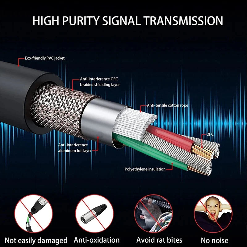 XLR Male to Female Cable for Professional Audio Extension - Smarsty