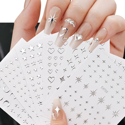 Metallic 3D Star Nail Art Stickers Set - Smarsty
