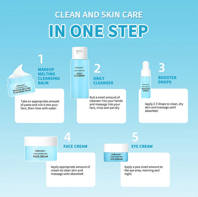 5PCS Skincare Set Hydrate Brighten Firm Skin Exfoliating Acne Removal Shrink Pore Fix Sensitive Dullness Collagen Face Kit