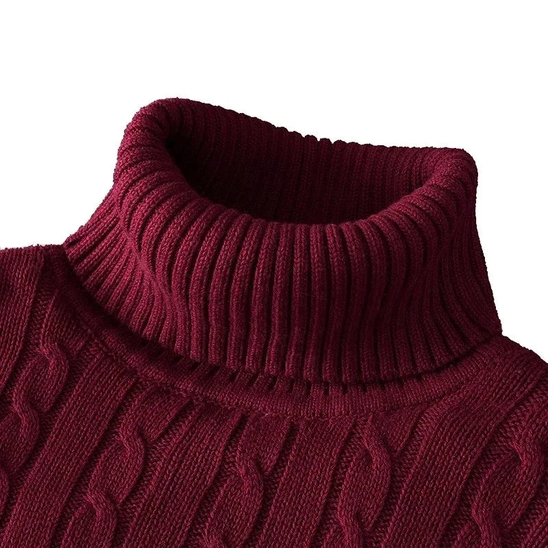 Autumn Men's Long Sleeve Knitted Sweaters Men's Slim Fit Turtleneck Sweater Casual Pullover Sweater Lightweight Ribbed Sweater - Smarsty