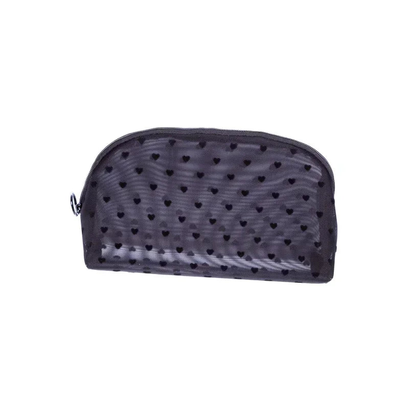 Heart Shaped Nylon Mesh Cosmetic Bag Zipper Organizer - Smarsty