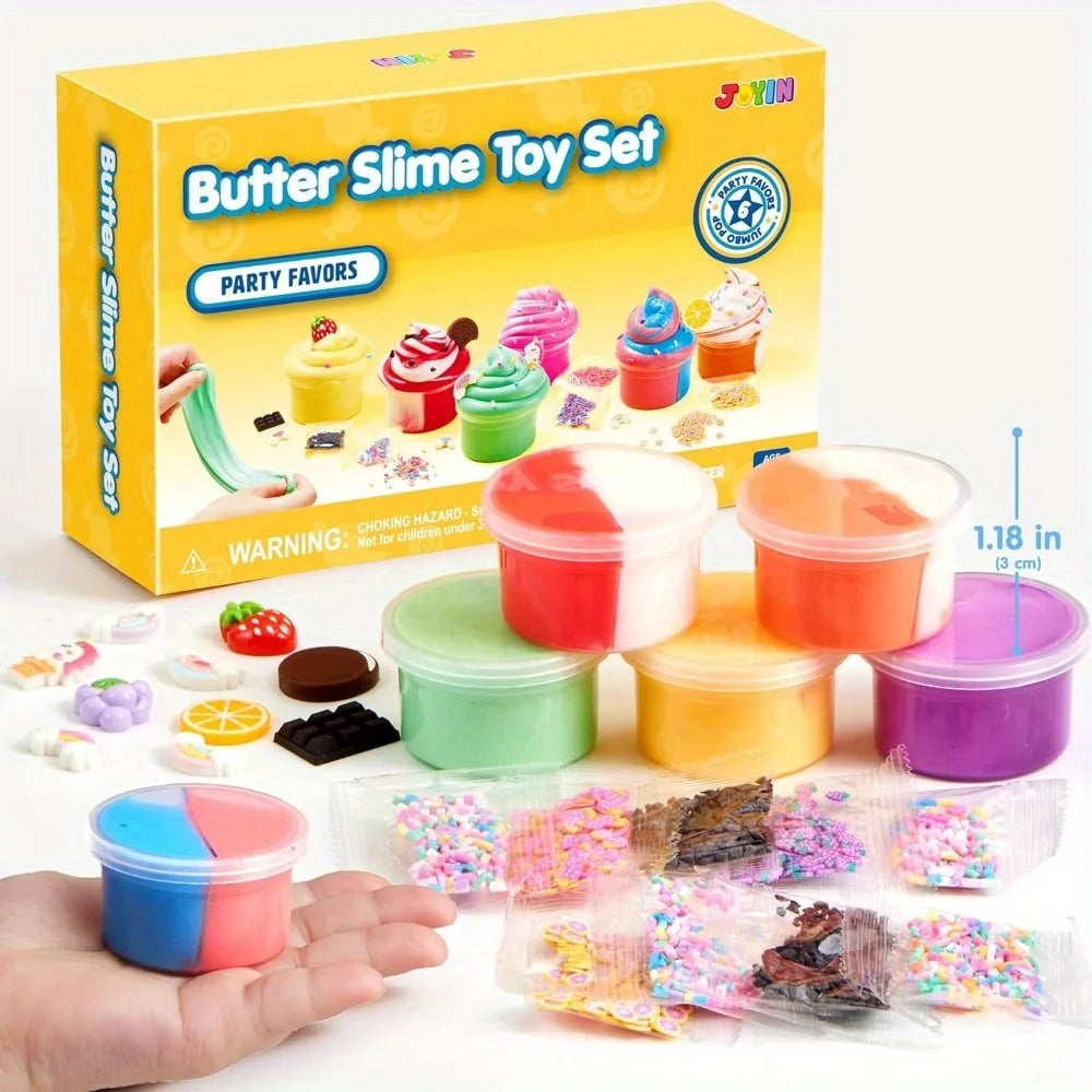 JOYFY 6 Pack Butter Slime Party Favors Soft Non-Sticky Mess-Free Stress Relief Toys for Kids Classroom Reward Birthday Gifts - Smarsty