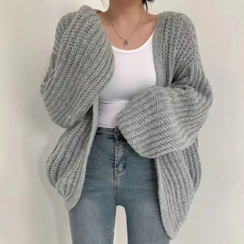 New 2024 Chic Korean Fashion Short Cardigans Knitted Poncho Women Summer Elegant Vintage Minimalist Lady Tops - Smarsty
