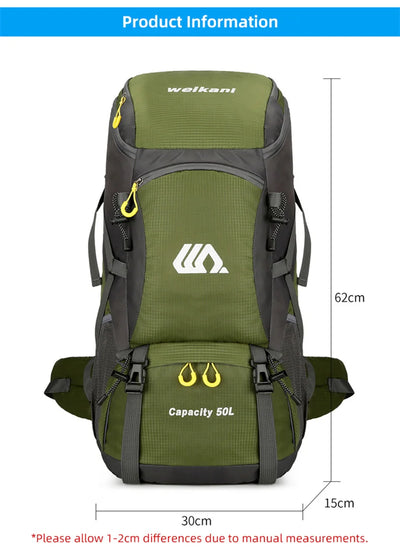 50L Travel Backpack Camping Men Large Hiking Bag Tourist Rucksack Waterproof Outdoor Sports Climbing Mountaineering Bag Luggage by Smarsty