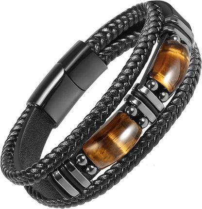 Men's Tiger Eye Bracelet Handmade Natural Gemstone Jewelry - Smarsty