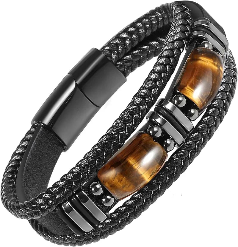 Men's Tiger Eye Bracelet Handmade Natural Gemstone Jewelry - Smarsty