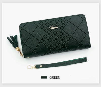 Zipper Money Coin Purse Women Card Holder Long PU Leather Clutch Wallet Large Capacity Lady Wristlet Phone HandBags Money Pocket - Smarsty