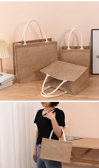 Linen Shopping Bag With Hand Painted Eco Friendly Design - Smarsty