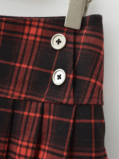 Summer Mini skirts for woman vintage korean fashion plaid skirts for women y2k skirts pleated red plaid skirts preppy style - Smarsty