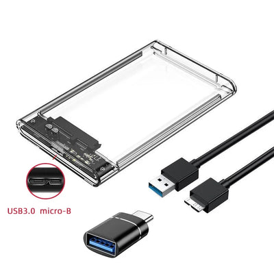 Transparent HDD Case HDD Enclosure 2.5 Inch SSD SATA To USB Type-C Adapter Portable External Hard Drive Box Tool-Free