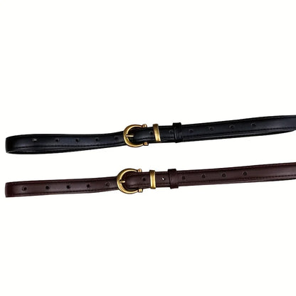 Mens Vintage PU Leather Belt with Classic Buckle - Smarsty