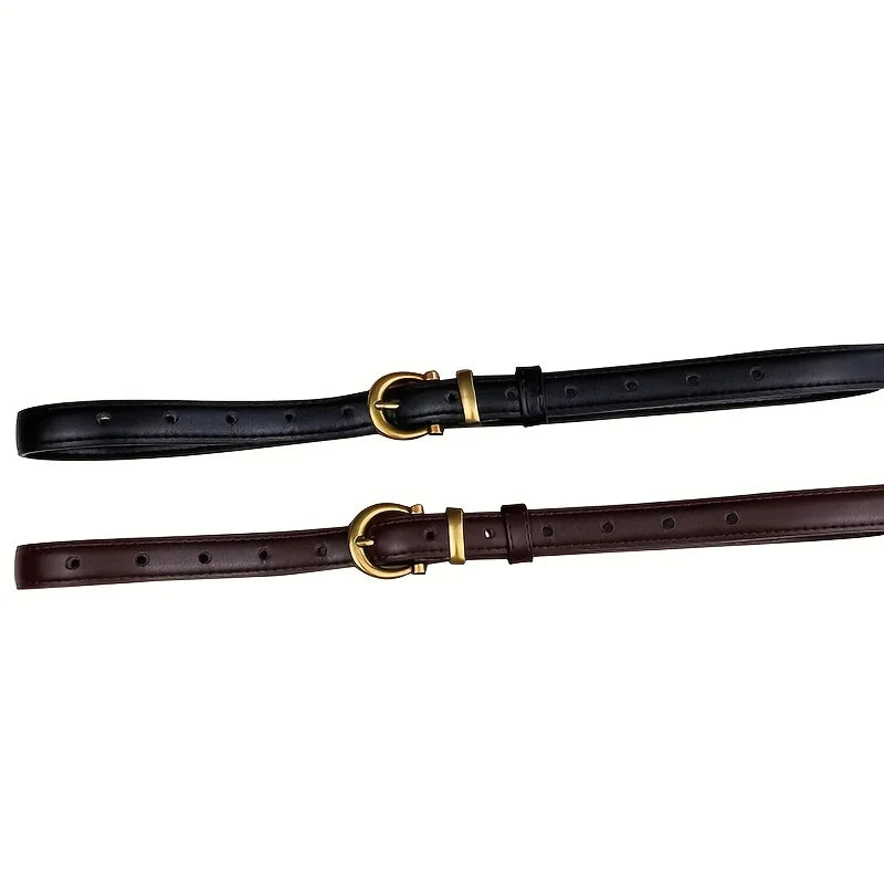 Mens Vintage PU Leather Belt with Classic Buckle - Smarsty