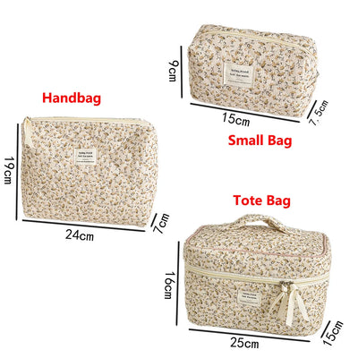 Vintage Floral Makeup Pouch Travel Organizer Large Capacity - Smarsty