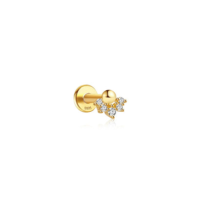 925 Sterling Silver Lotus Tassel Zircon Stud Earrings - Smarsty