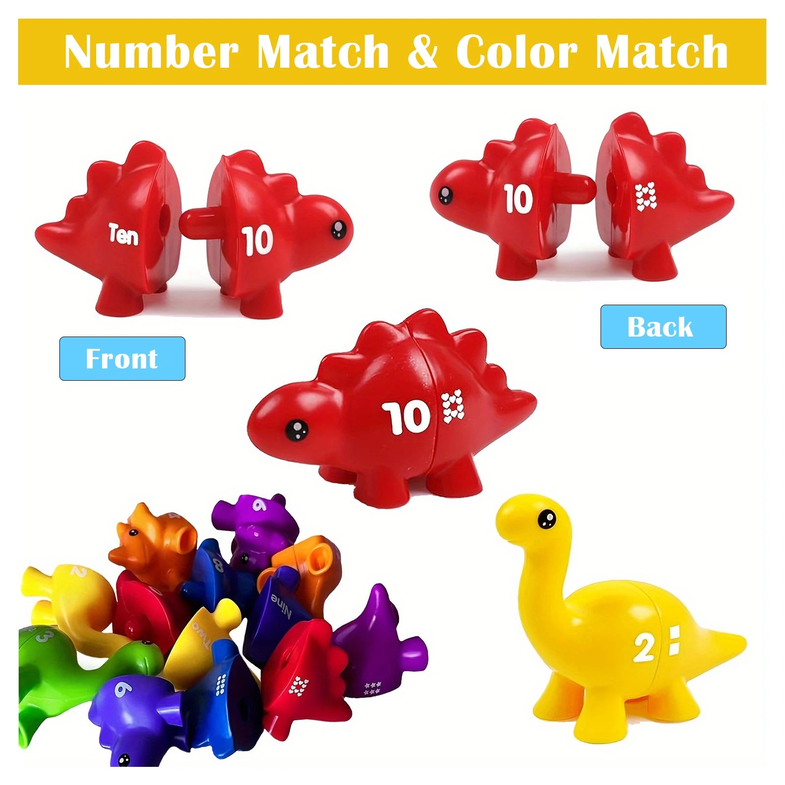Dinosaur Matching Game Toys Alphabet Matching / Number Matching Montessori Toy for Kids Learning Colors Numbers Letters Toy