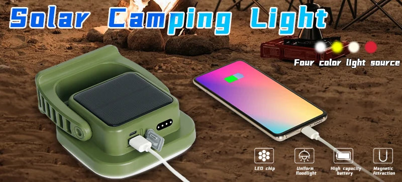 MOSLIGHTING Solar Chargin Tent Strong Light with Magnet Zoom Portable Torch Camping lantern Work Maintenance Lighting 80W LED