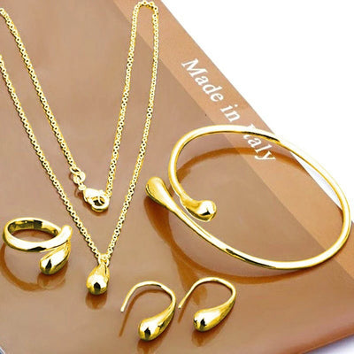 Elegant Women's Jewelry Set with Curved Bean Design - Smarsty