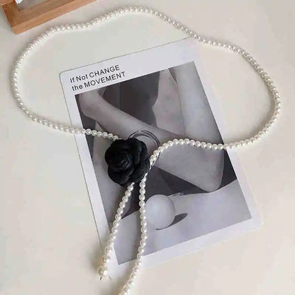 Pearl Waist Belt for Women Elegant Camellia Design - Smarsty