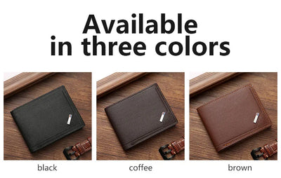 Men's Short Frosted Leather Wallet, Multi-Slot Coin Pocket Photo Holder Small Men's Wallet - Smarsty