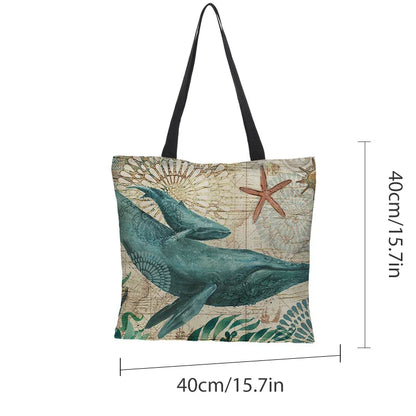 Large Capacity Linen Tote Bag Animal Print Shoulder Bag - Smarsty